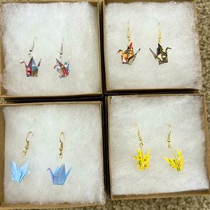Origami crane earrings